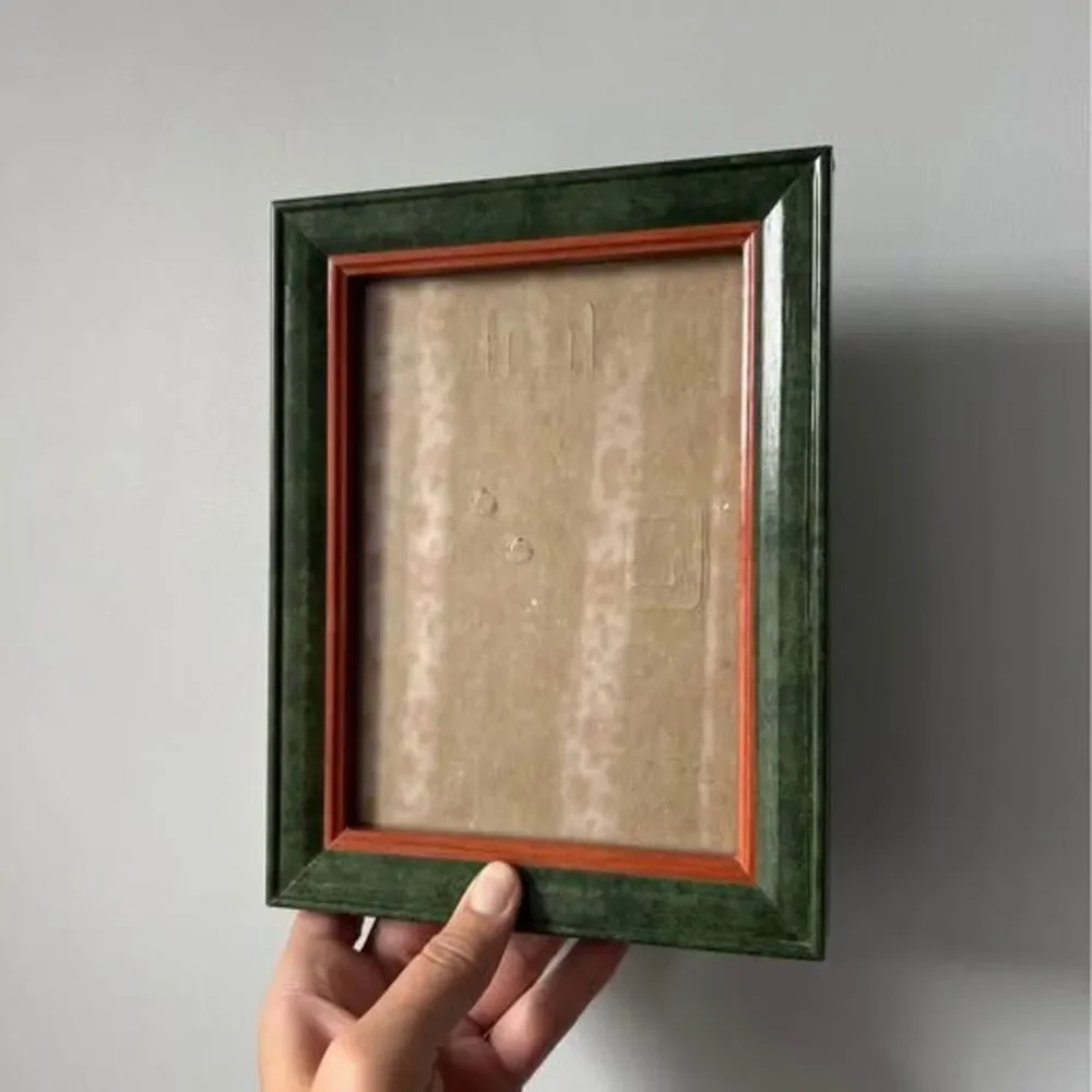 Vintage Hunter Green and Rust Orange 5 x 7 Wood Frame